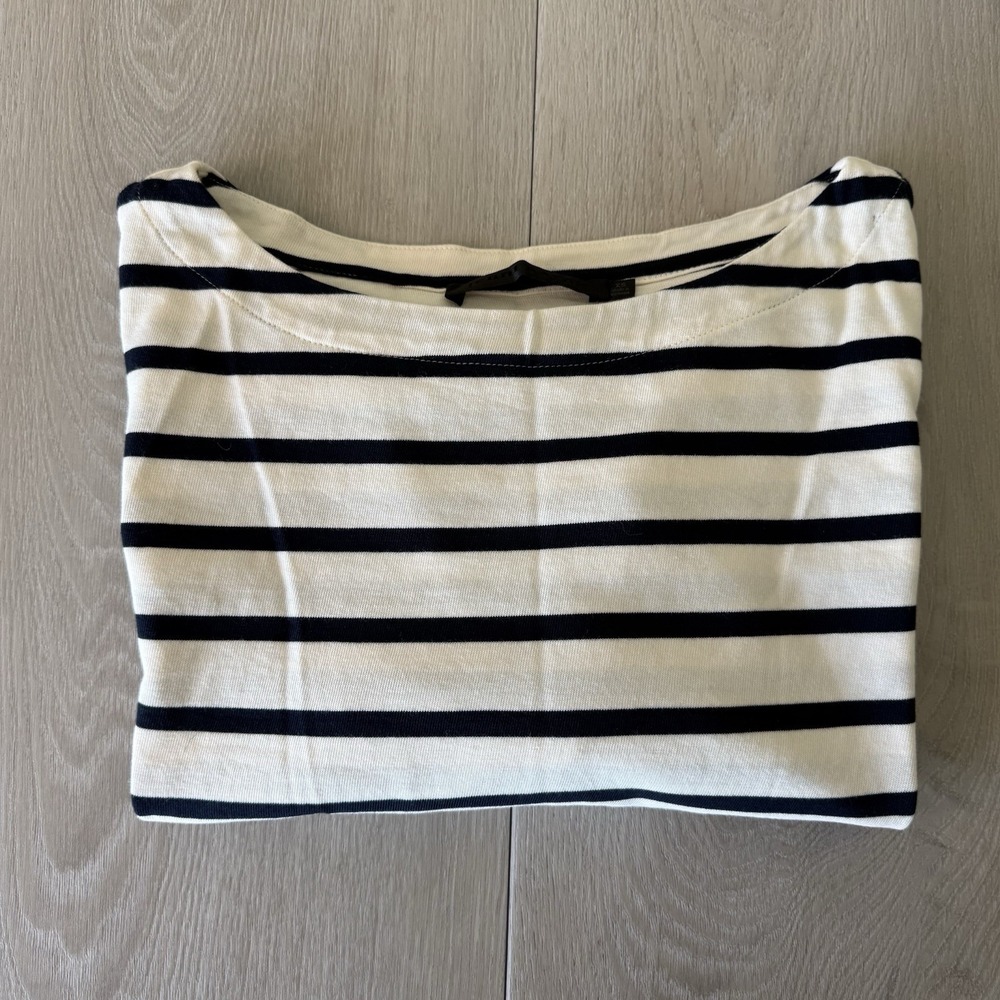 Jenni Kayne Claudia Navy And Ivory Striped T-Shirt Long Sleeved Women's Size XS